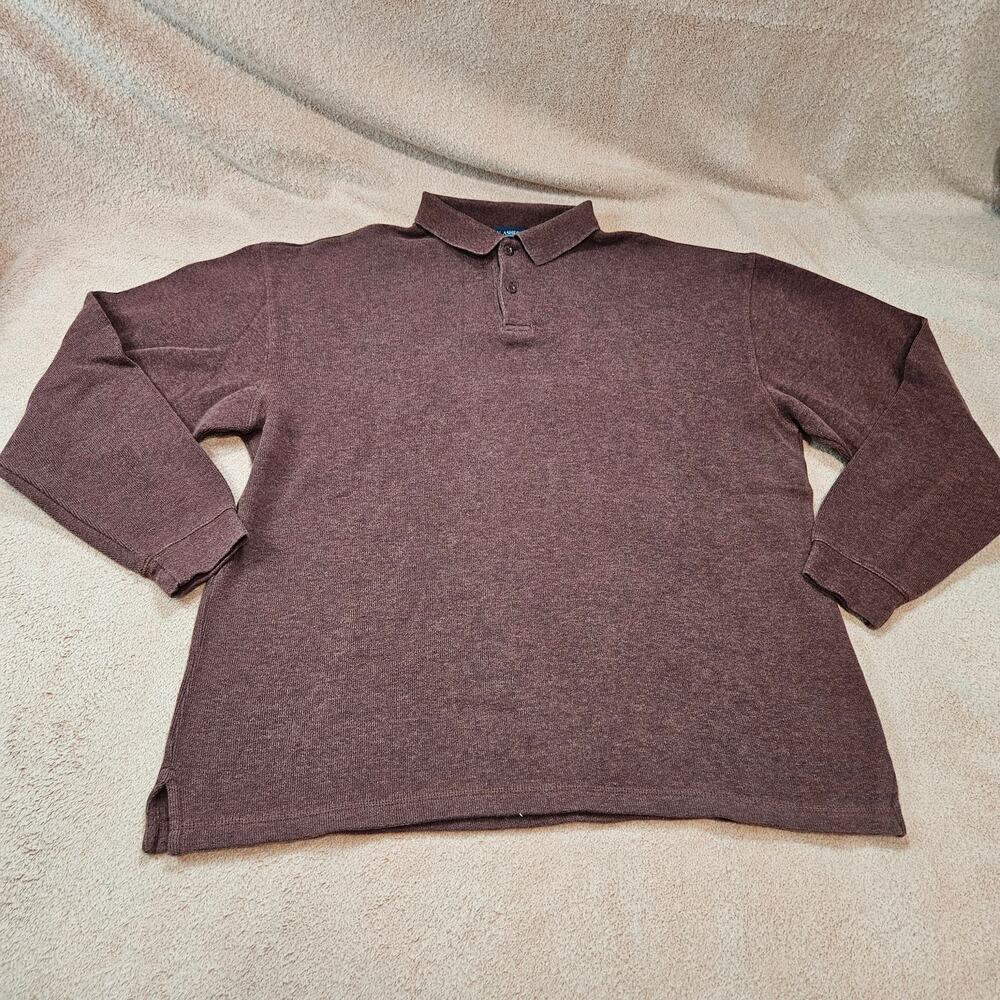 John Ashford Long Sleeve Polo Shirt Size L Brownish Red Cotton Knit